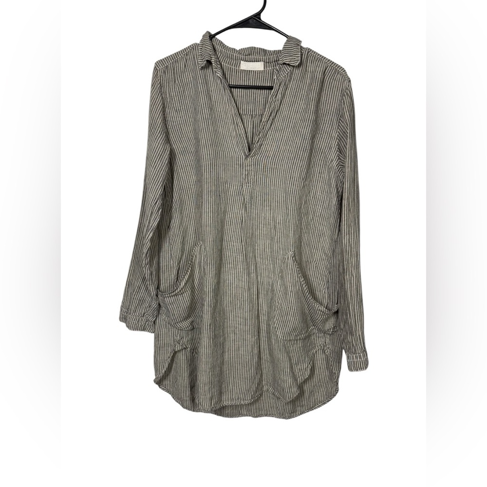 CP Shades V Neck Striped Linen Teton Tunic Size XS